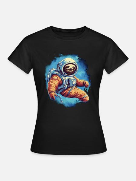 Faultier im All - Frauen T-Shirt - Schwarz
