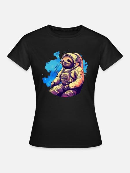 Faultier im All - Frauen T-Shirt - Schwarz