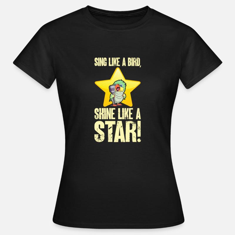Comic bird at the microphone: Sing & Shine - Women's T-Shirt - black