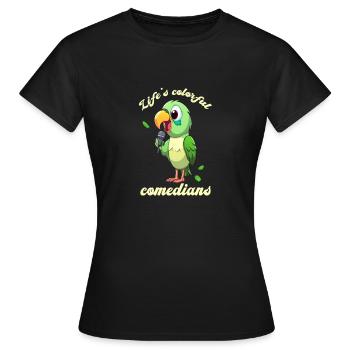 Perroquet au microscope au look comique - T-shirt Femme - noir - Devant - AI Model Female 172 dark (172cm)