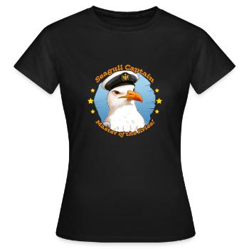 Seagull Captain - expert en frites sur la plage - T-shirt Femme - noir - Devant - AI Model Female 172 dark (172cm)