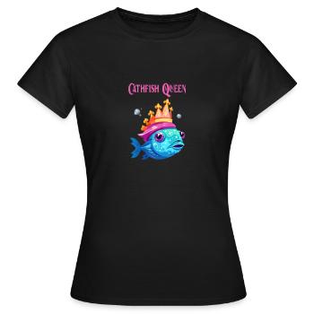 Catfish Queen Cartoon - Pour les pêcheuses - T-shirt Femme - noir - Devant - AI Model Female 172 dark (172cm)