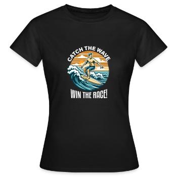 Wellenreiten mit dem Surfboard - Frauen T-Shirt - Schwarz - Vorne - AI Model Female 172 dark (172cm)
