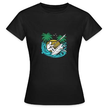 Wellenreiten mit Kiteboard - Frauen T-Shirt - Schwarz - Vorne - AI Model Female 172 dark (172cm)