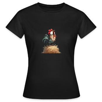 Des corbeaux de coq comiques sur des bottes de paille - T-shirt Femme - noir - Devant - AI Model Female 172 dark (172cm)