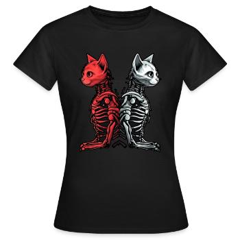 Goth Ying Yang Katze Alchemie Skelett Katze - Frauen T-Shirt - Schwarz - Vorne - AI Model Female 172 dark (172cm)