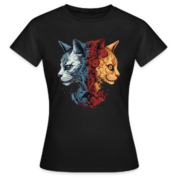 Beautiful Symmetrical Gothic Roses Cats Cottagecor - Women's T-Shirt - black - Front - AI Model Female 172 dark (172cm)