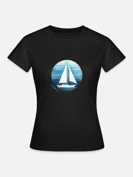 Segelboot auf dem Meer Vintage look - Frauen T-Shirt - Schwarz