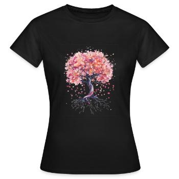 Kirschbaum in Blüte - Frauen T-Shirt - Schwarz - Vorne - AI Model Female 172 dark (172cm)
