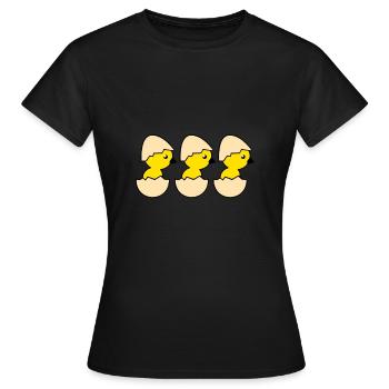 Three hatching chicks - Women's T-Shirt - black - Front - AI Model Female 172 dark (172cm)