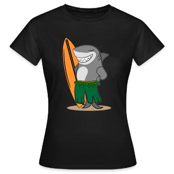 Surfender Hai - Frauen T-Shirt - Schwarz - Vorne - AI Model Female 172 dark (172cm)