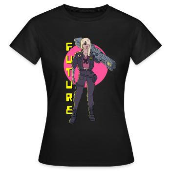 Fille Cyberpunk - T-shirt Femme - noir - Devant - AI Model Female 172 dark (172cm)