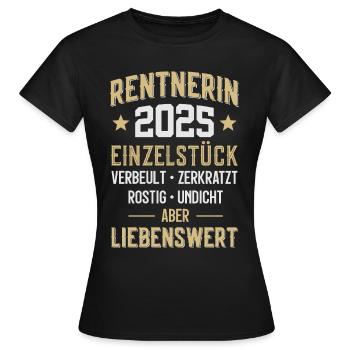 RENTE RENTNER RENTNERIN 2025 - Frauen T-Shirt - Schwarz - Vorne - AI Model Female 172 dark (172cm)