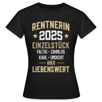 RENTE RENTNERIN 2025 - Frauen T-Shirt - Schwarz - Vorne - AI Model Female 172 dark (172cm)
