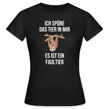 Ich spüre das Tier in mir - ein Faultier - Frauen T-Shirt - Schwarz - Vorne - AI Model Female 172 dark (172cm)
