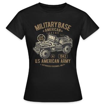 Armée américaine Jeep Legend militaire SUV - T-shirt Femme - noir - Devant - AI Model Female 172 dark (172cm)