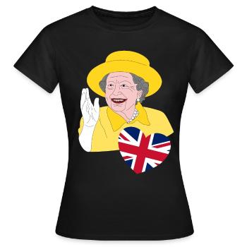 Britische Königin Elizabeth II. mit Union Jack - Frauen T-Shirt - Schwarz - Vorne - AI Model Female 172 dark (172cm)