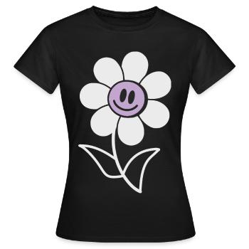 Fleur souriante - T-shirt Femme - noir - Devant - AI Model Female 172 dark (172cm)
