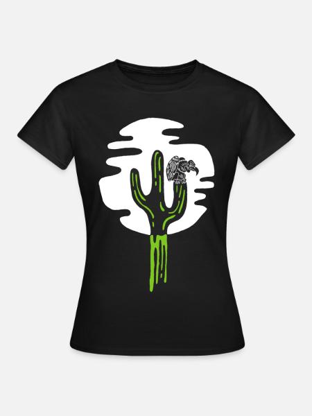 Cactus et vautour sous la lune - T-shirt Femme - noir