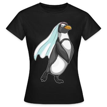 Pinguin Braut Schleier Hochzeit - Frauen T-Shirt - Schwarz - Vorne - AI Model Female 172 dark (172cm)