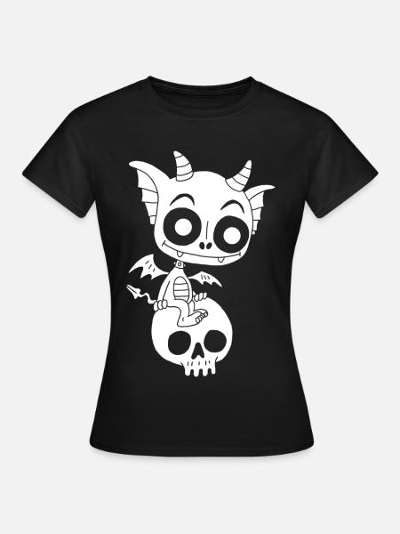 Kleiner weißer Dämon ruht - Frauen T-Shirt - Schwarz