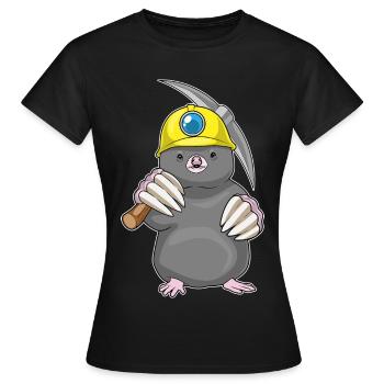 Maulwurf Bergarbeiter Spitzhacke Bergbau - Frauen T-Shirt - Schwarz - Vorne - AI Model Female 172 dark (172cm)