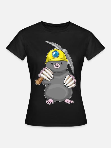 Maulwurf Bergarbeiter Spitzhacke Bergbau - Frauen T-Shirt - Schwarz