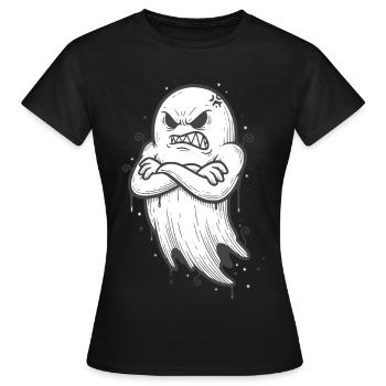 Halloween Geist mit verschränkten Armen - Frauen T-Shirt - Schwarz - Vorne - AI Model Female 172 dark (172cm)