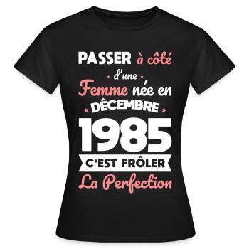 40th Birthday - Born in December 1985 - Women's T-Shirt - black - Front - AI Model Female 172 dark (172cm)