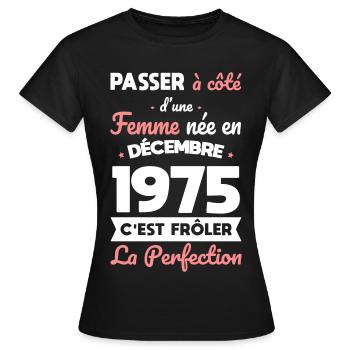 50th Anniversary - Born in December 1975 - Women's T-Shirt - black - Front - AI Model Female 172 dark (172cm)