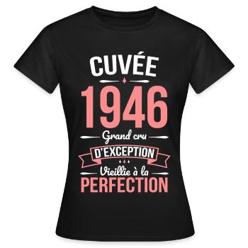 1946 Cuvée – Aged to Perfection - Women's T-Shirt - black - Front - AI Model Female 172 dark (172cm)