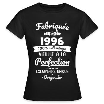 Made in 1996 – Aged to perfection - Women's T-Shirt - black - Front - AI Model Female 172 dark (172cm)
