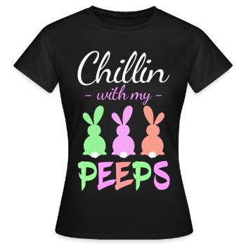 Chillin avec Peeps Pastel Bunnies - T-shirt Femme - noir - Devant - AI Model Female 172 dark (172cm)