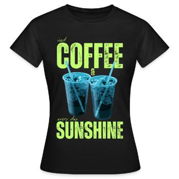 "Iced Coffee & Sunshine Everyday" Colorful Coffee - Women's T-Shirt - black - Front - AI Model Female 172 dark (172cm)