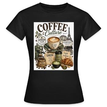 Kaffeekultur Paris Café Collage - Frauen T-Shirt - Schwarz - Vorne - AI Model Female 172 dark (172cm)