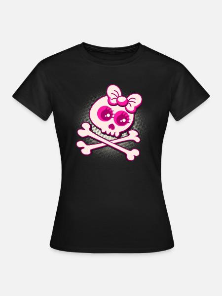 T-shirt cool tête de mort et os croisés - T-shirt Femme - noir