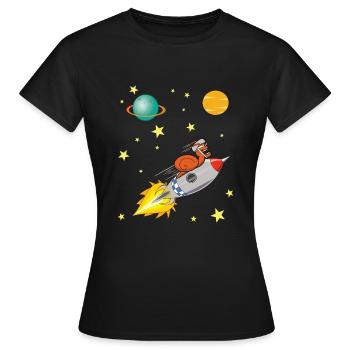 Escargot avec fusée voyageant dans l'espace - T-shirt Femme - noir - Devant - AI Model Female 172 dark (172cm)