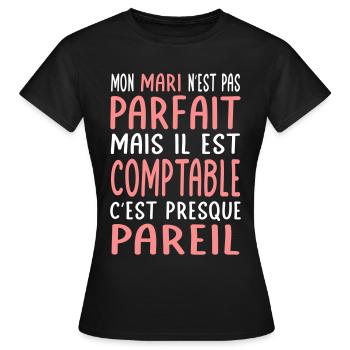 Mein Mann ist nicht perfekt, aber er ist Buchhalter - Frauen T-Shirt - Schwarz - Vorne - AI Model Female 172 dark (172cm)