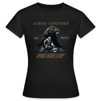 Wikinger mit Bär „Dine in Valhalla!“ - Frauen T-Shirt - Schwarz - Vorne - AI Model Female 172 dark (172cm)