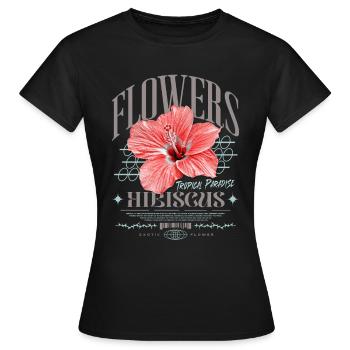 Hibiscus Flower Hibiscus Flower - Women's T-Shirt - black - Front - AI Model Female 172 dark (172cm)