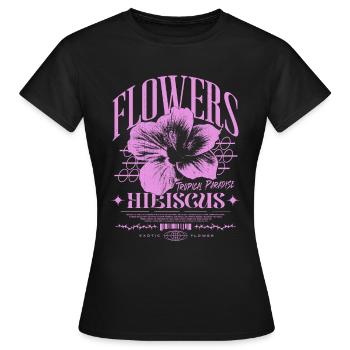 Hibiscus Flower Hibiscus Flower - Women's T-Shirt - black - Front - AI Model Female 172 dark (172cm)