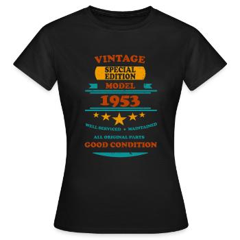 Vintage Retro 1953 - Frauen T-Shirt - Schwarz - Vorne - AI Model Female 172 dark (172cm)