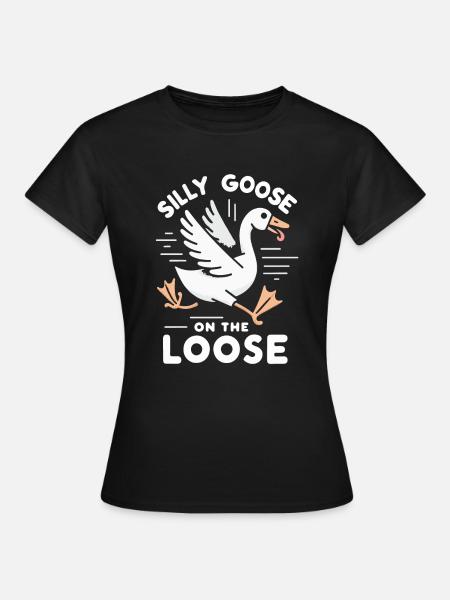 Dumme Gans auf freiem Fuß Meme - Dame-T-shirt - sort