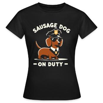 T-shirt du service de police teckel - Chien d’autorité - T-shirt Femme - noir - Devant - AI Model Female 172 dark (172cm)