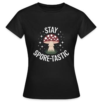 Stay Spore design champignon savoureux - T-shirt Femme - noir - Devant - AI Model Female 172 dark (172cm)