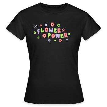 FLOWER POWER - T-shirt Femme - noir - Devant - AI Model Female 172 dark (172cm)