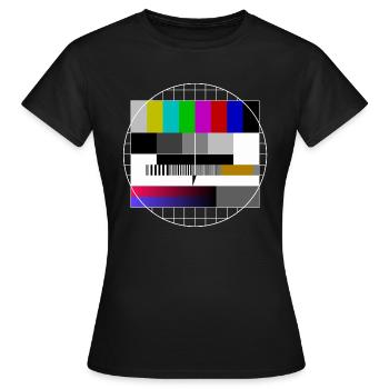 TESTBILD | Retro Shirt | 80er und 90er Jahre - Frauen T-Shirt - Schwarz - Vorne - AI Model Female 172 dark (172cm)