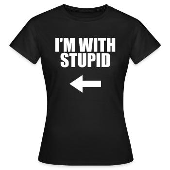 Dans la flèche avec stupid gauche des phrases drôles stupides - T-shirt Femme - noir - Devant - AI Model Female 172 dark (172cm)