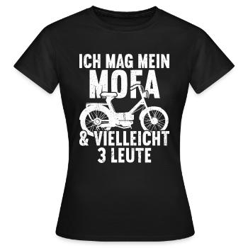 Mofa Moped Zweirad Mofafahrer Rollerfahrer - Frauen T-Shirt - Schwarz - Vorne - AI Model Female 172 dark (172cm)
