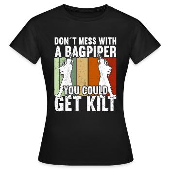Bagpipe Bagpiper Bagpipes - Women's T-Shirt - black - Front - AI Model Female 172 dark (172cm)